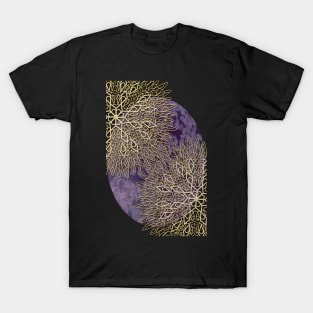 Gold Mandalas on Violet Background T-Shirt